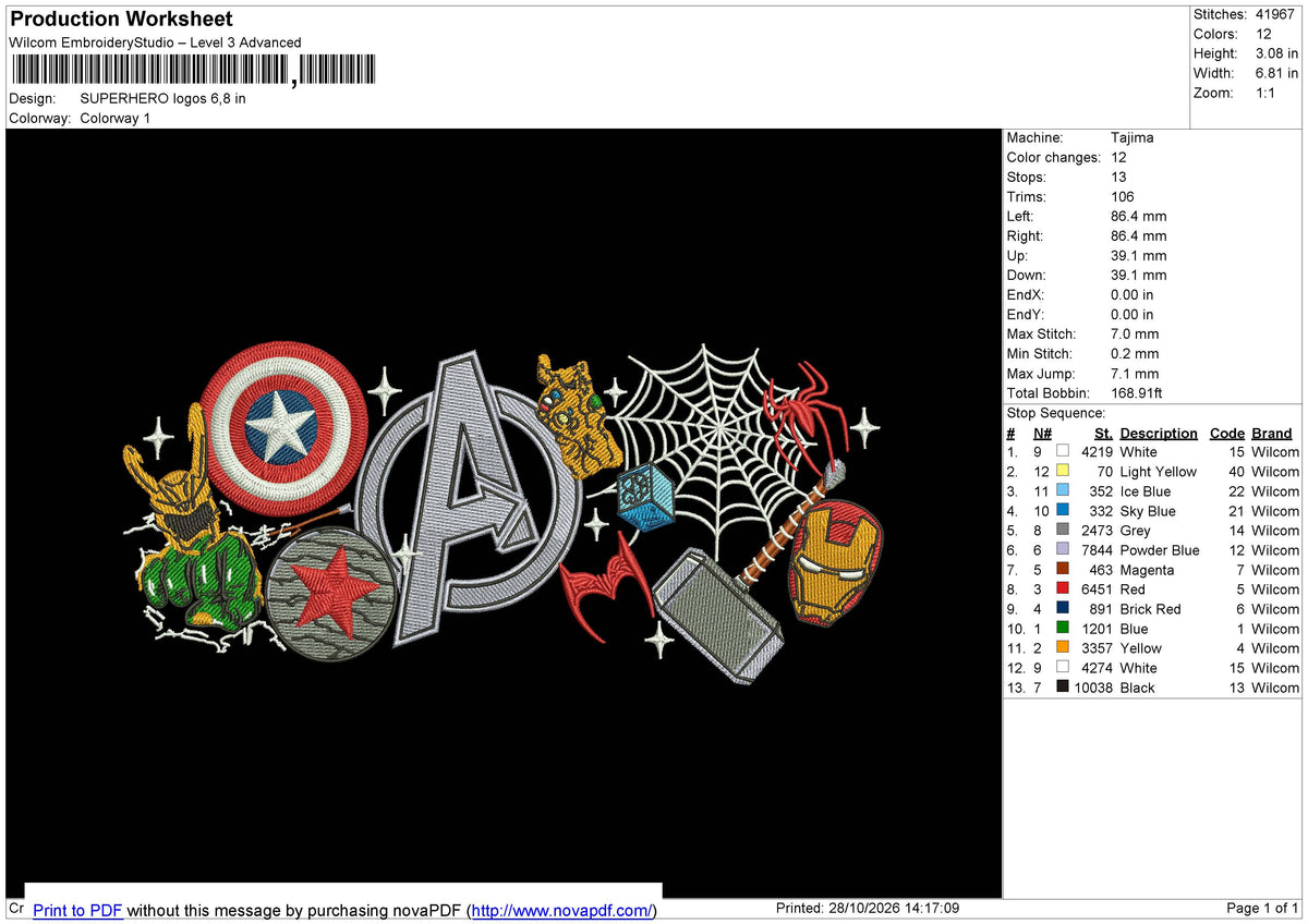 SUPERHERO Logos Embroidery File 6 sizes