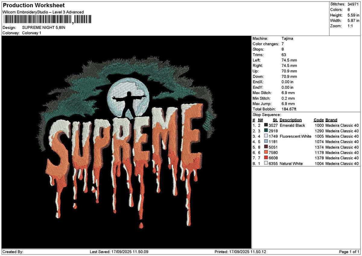 Supremetext Melt 01 Embroidery File 6 sizes