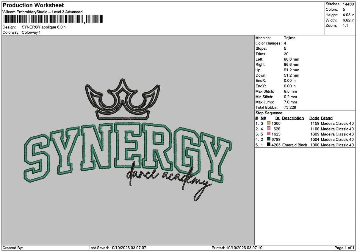 Synergytext App Embroidery File 6 sizes
