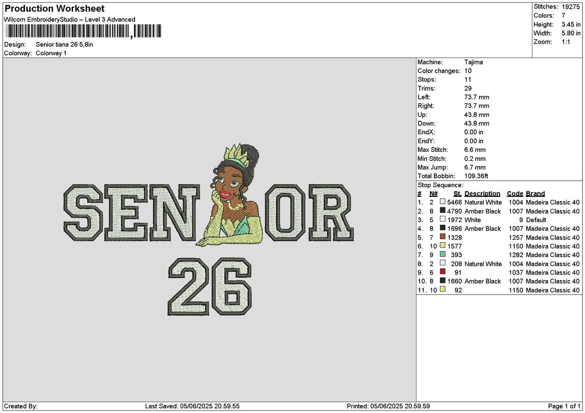 Senior Tiana 26 27 Embroidery 2 Files