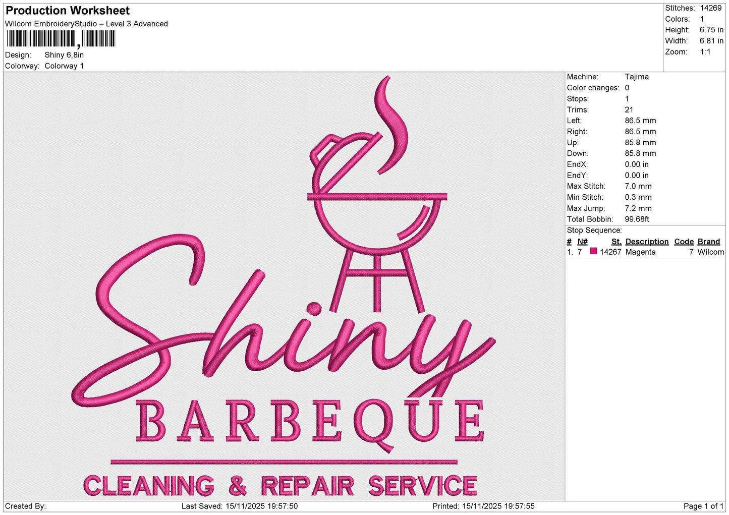 Shiny Embroidery File 6 size