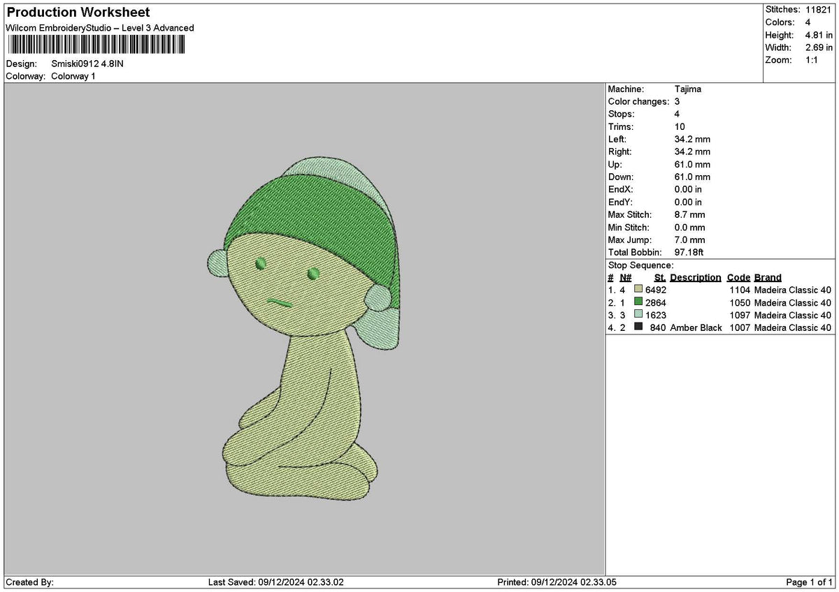 Flathuman 0912 Embroidery File 6 sizes
