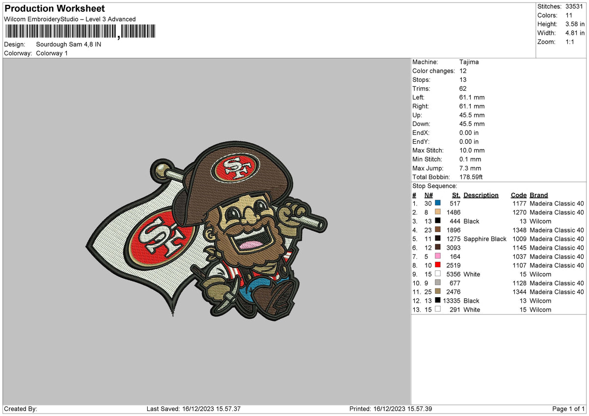 Pirate 1612 Embroidery File 6 sizes