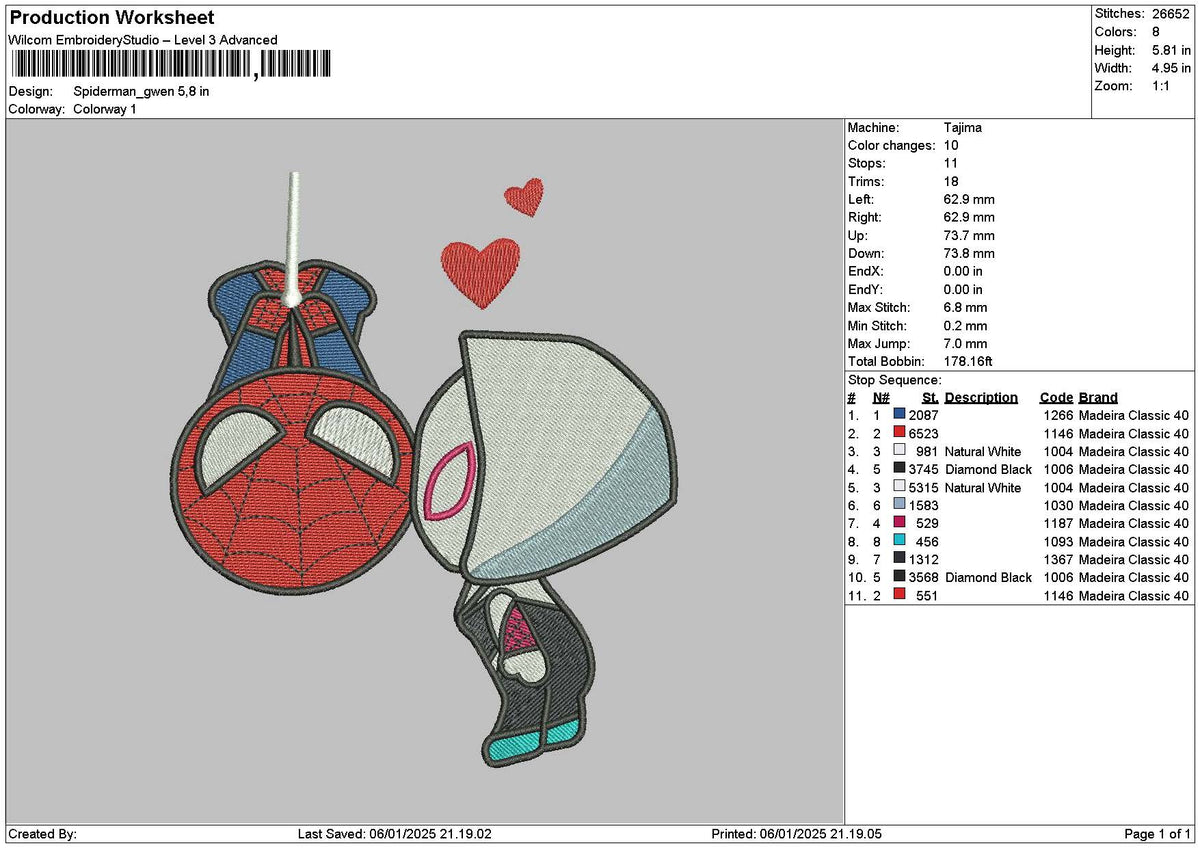 Spidergwen 01 Embroidery File 6 sizes