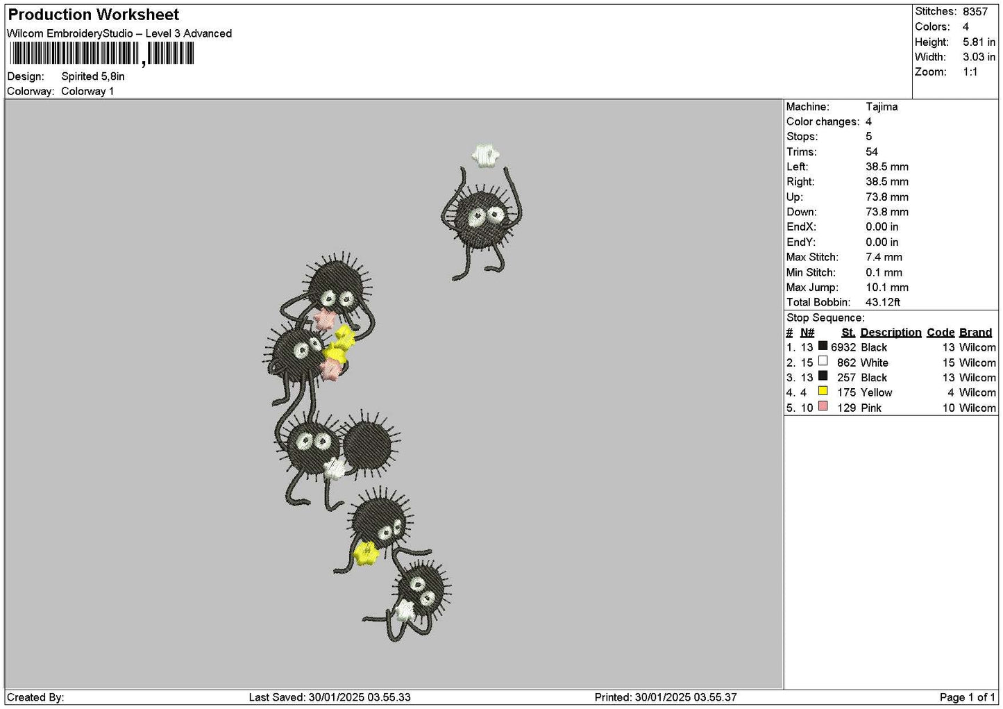 Black Ghosts Embroidery File 6 sizes