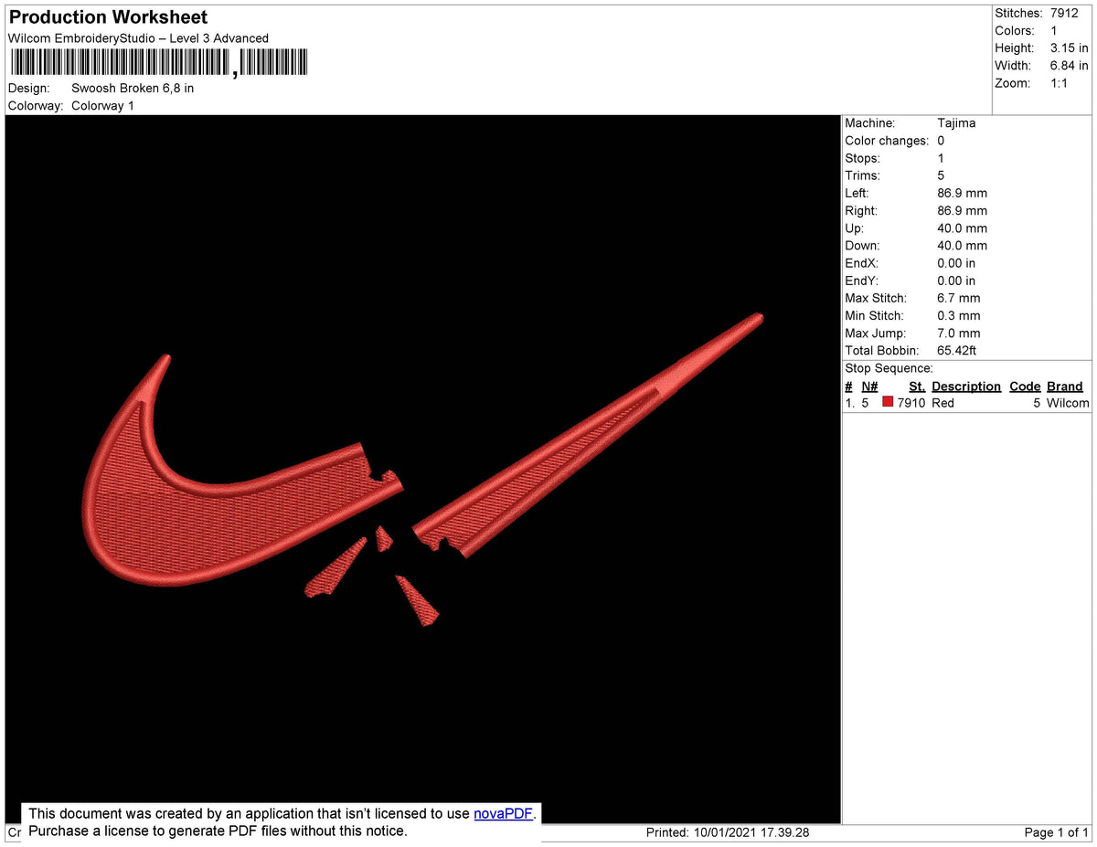 Nike Swoosh Broken Embroidery