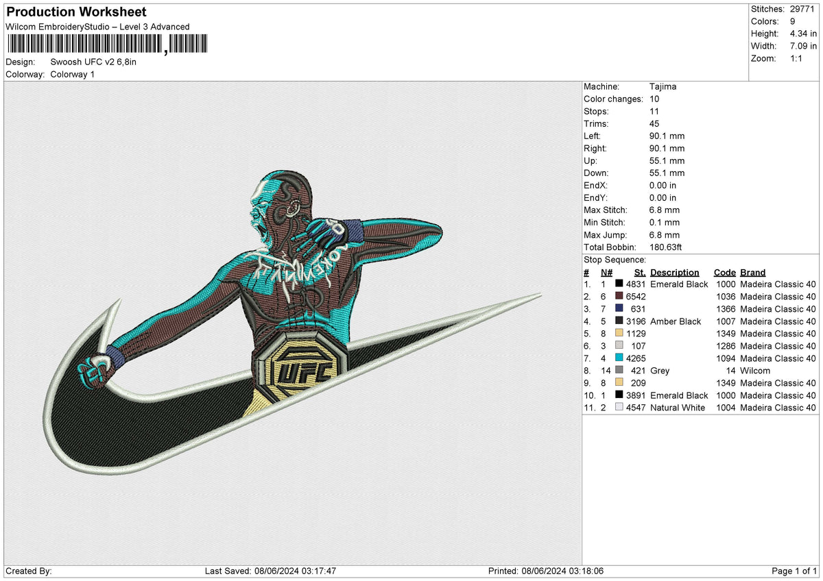 Swoosh UFC v2 Embroidery File 6 size