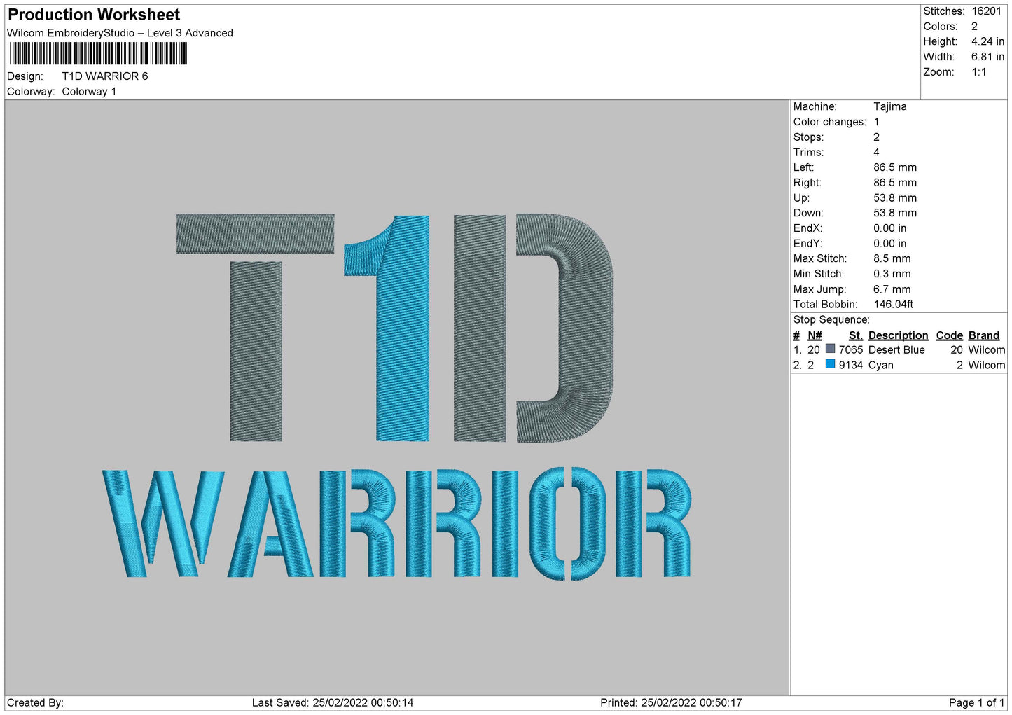 T1D Warrior Embroidery