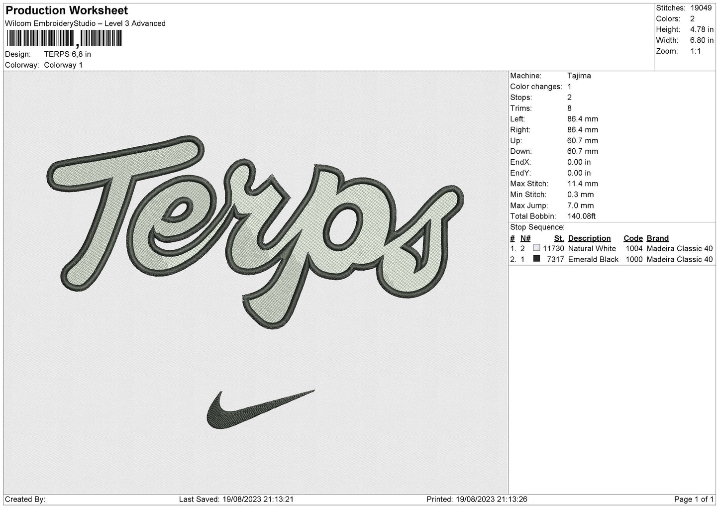 TERPS Embroidery File 6 size