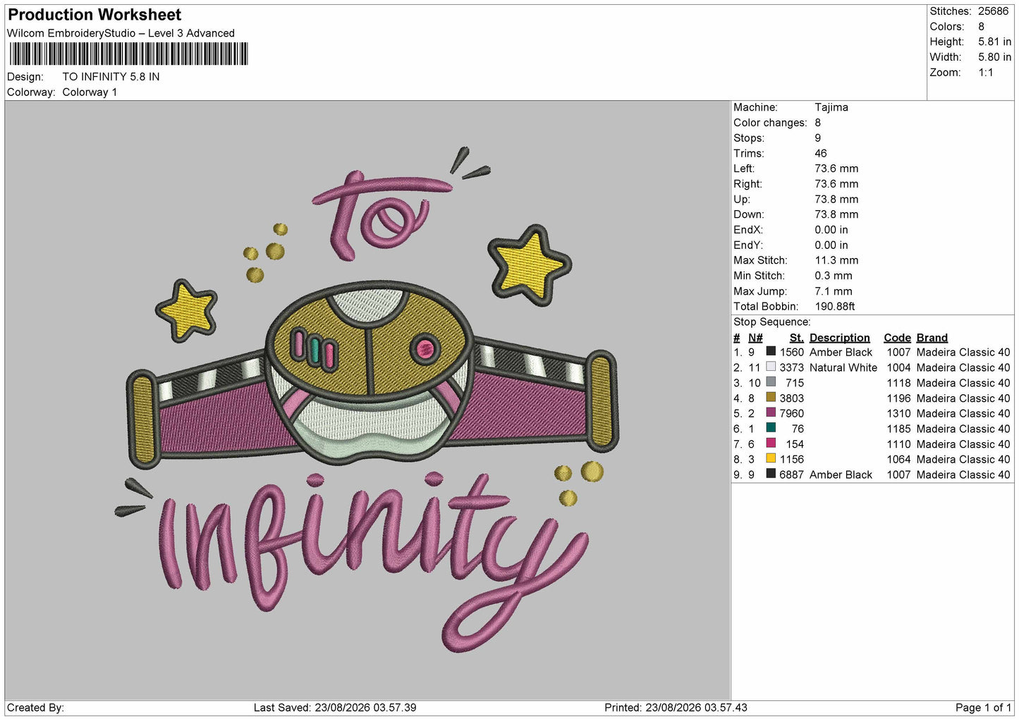 Infinity Text Embroidery Machine Design File 6 sizes