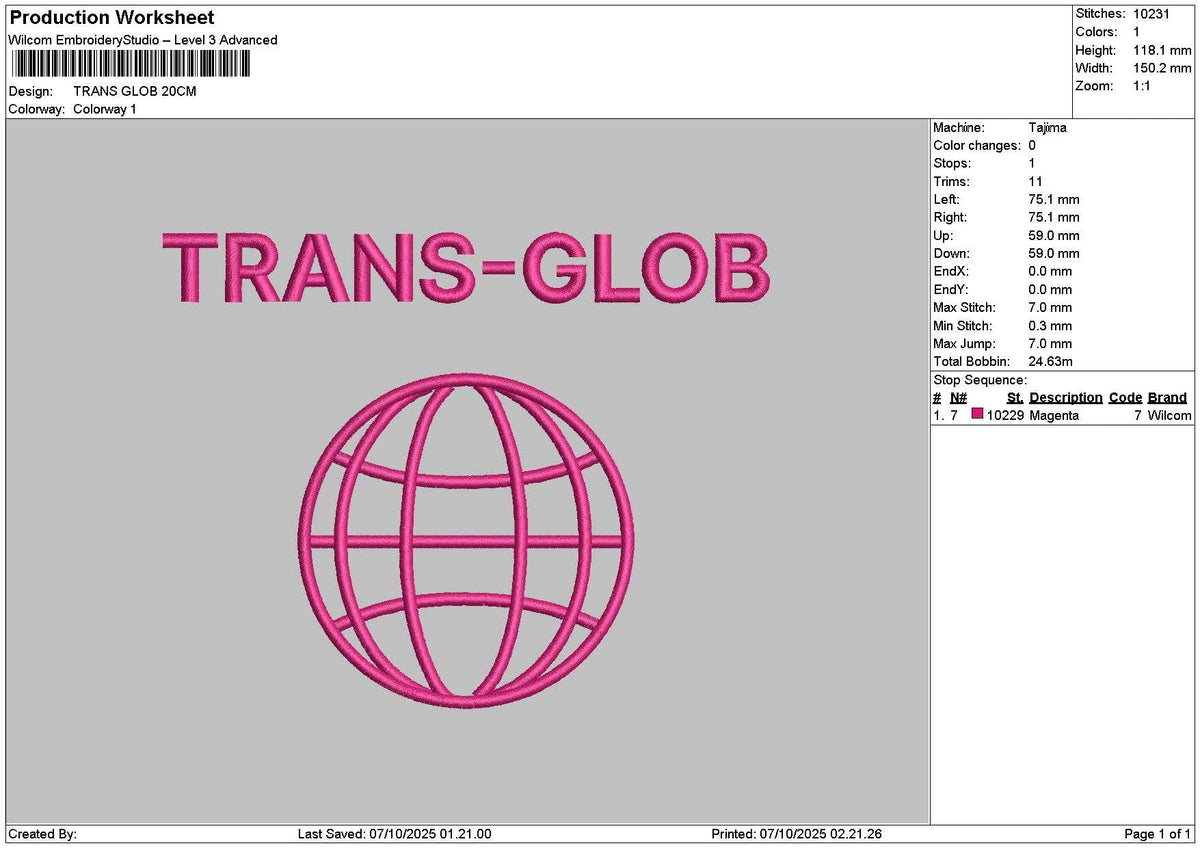 Transtext Embroidery File 6 sizes