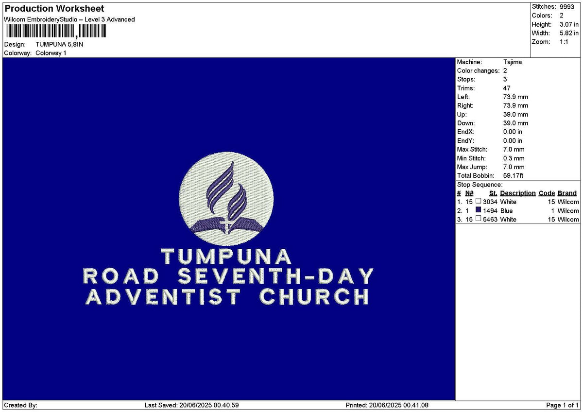 Tumpunatext Embroidery File 6 sizes