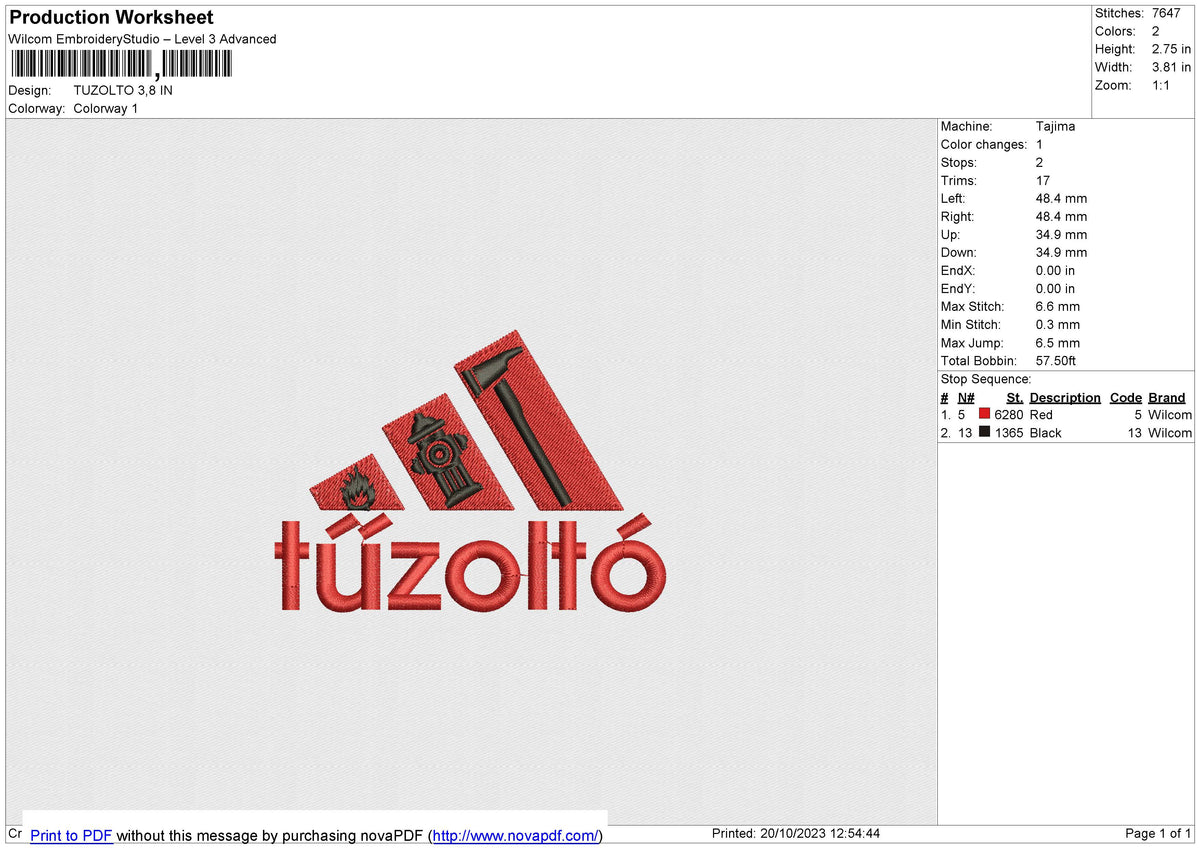 TUZOLTO Embroidery File 6 size