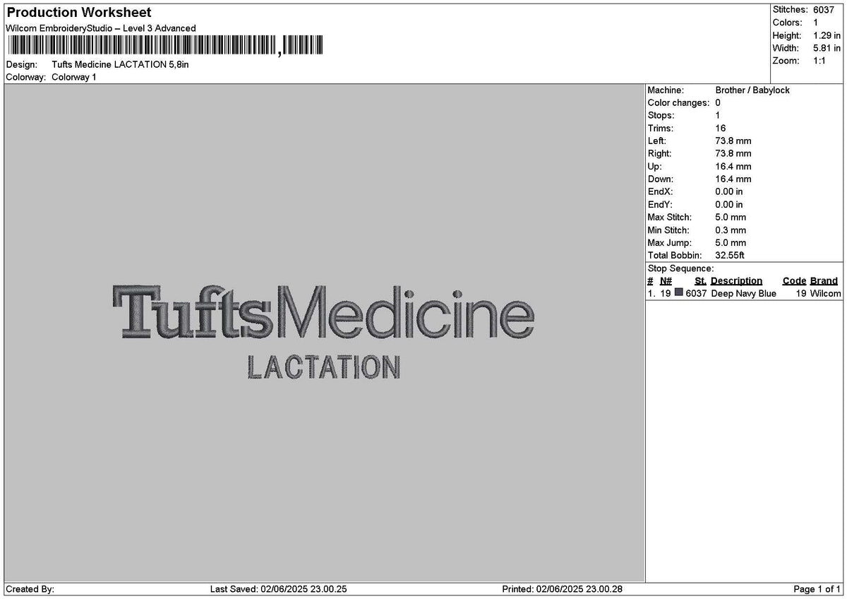 Tuftstext 0206 Embroidery File 6 sizes