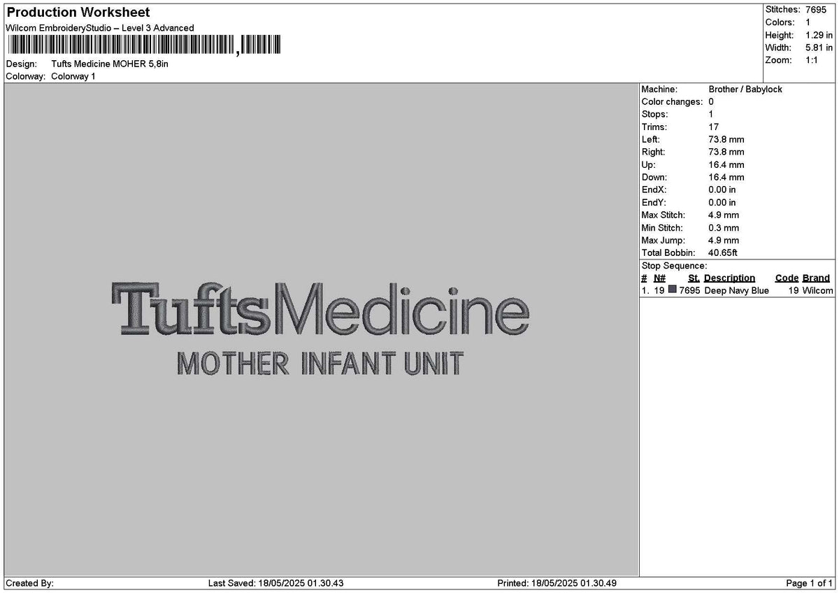 Tuftstext Embroidery File 6 sizes