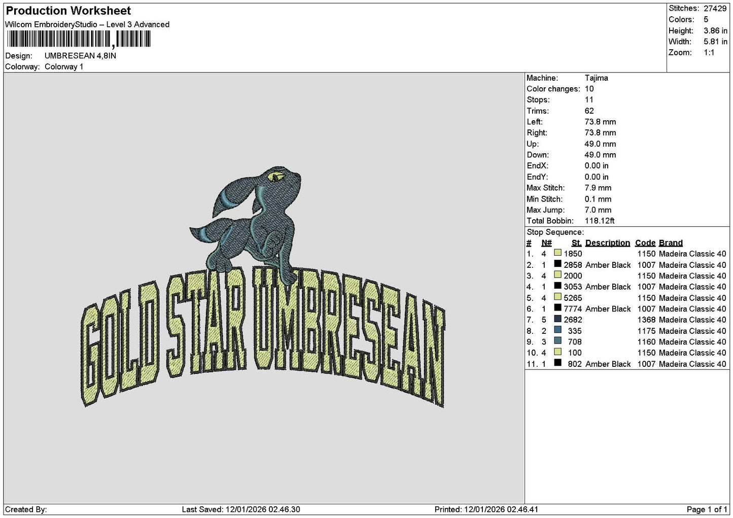 Umbreseantext Embroidery File 6 sizes