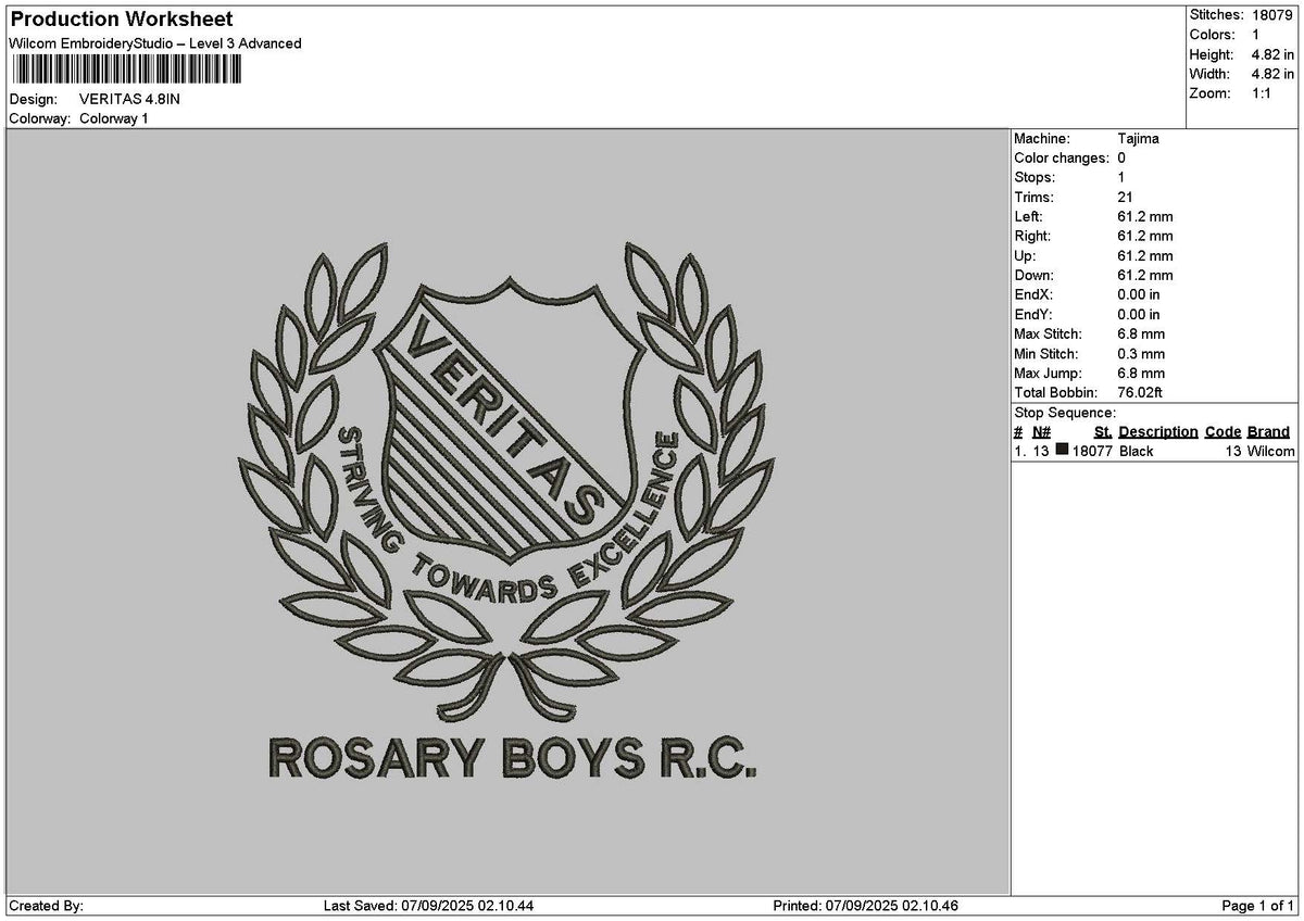 Veritastext Embroidery File 6 sizes