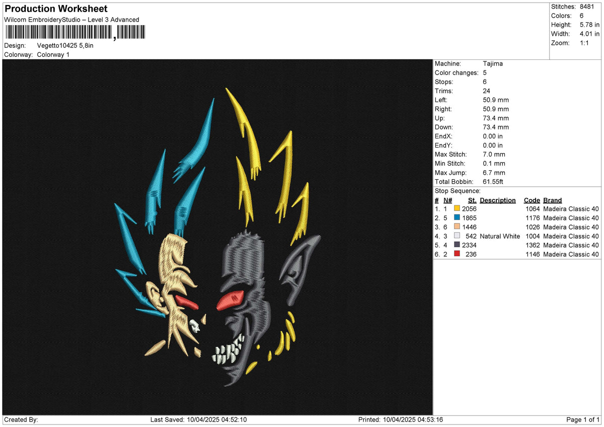 Vegetto 10425 Embroidery File 6 size