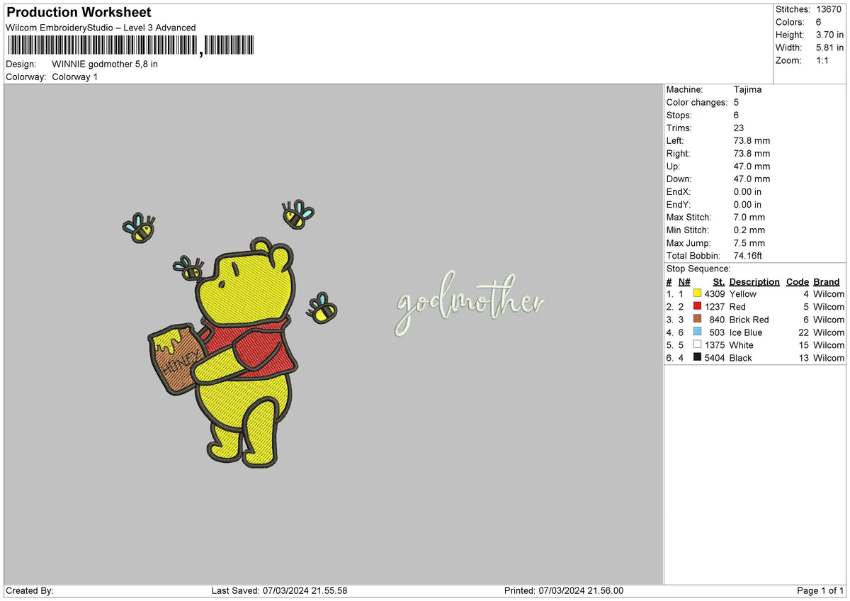 Poohmother Embroidery File 6 sizes