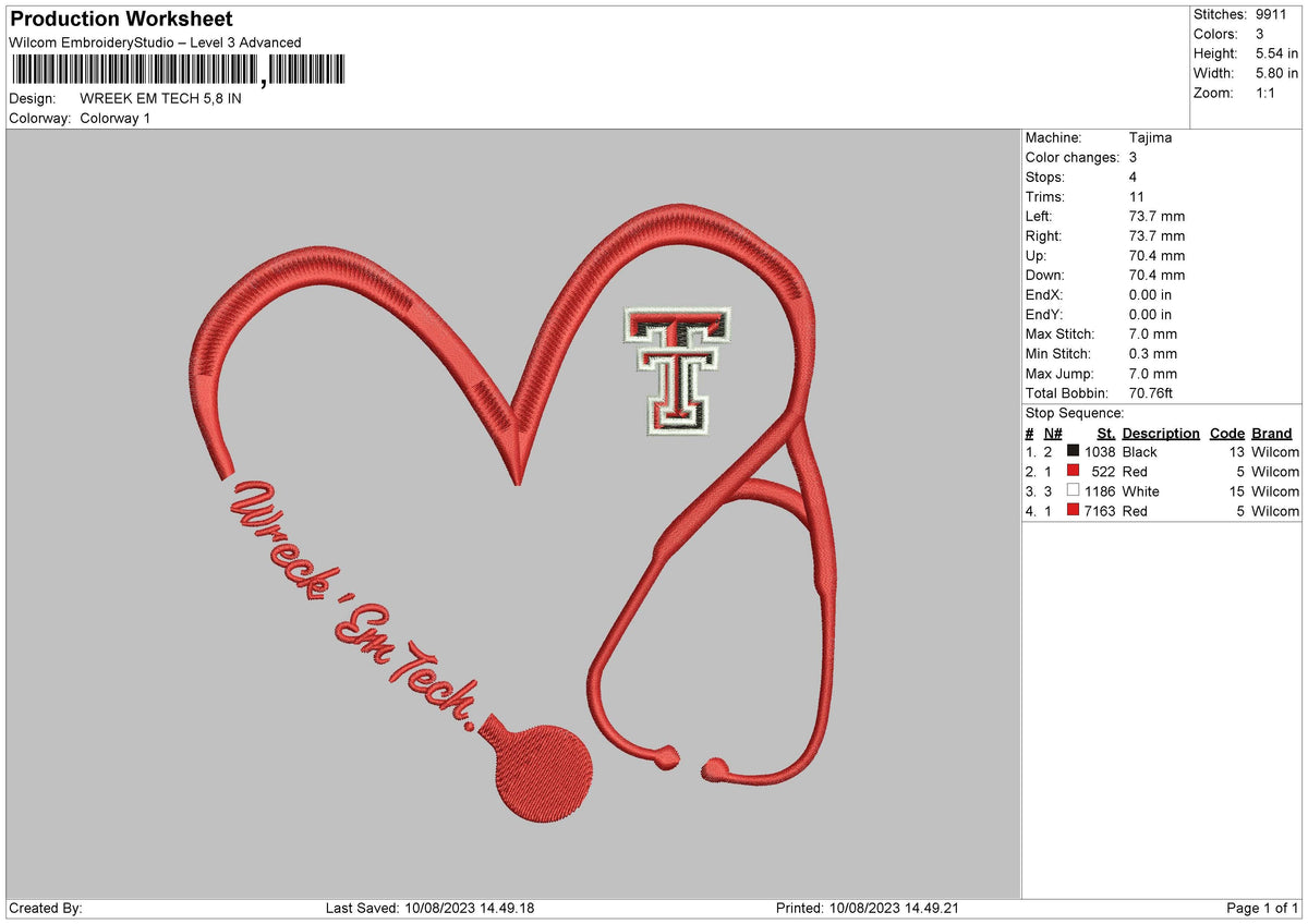 Wreck Em Embroidery File 6 sizes