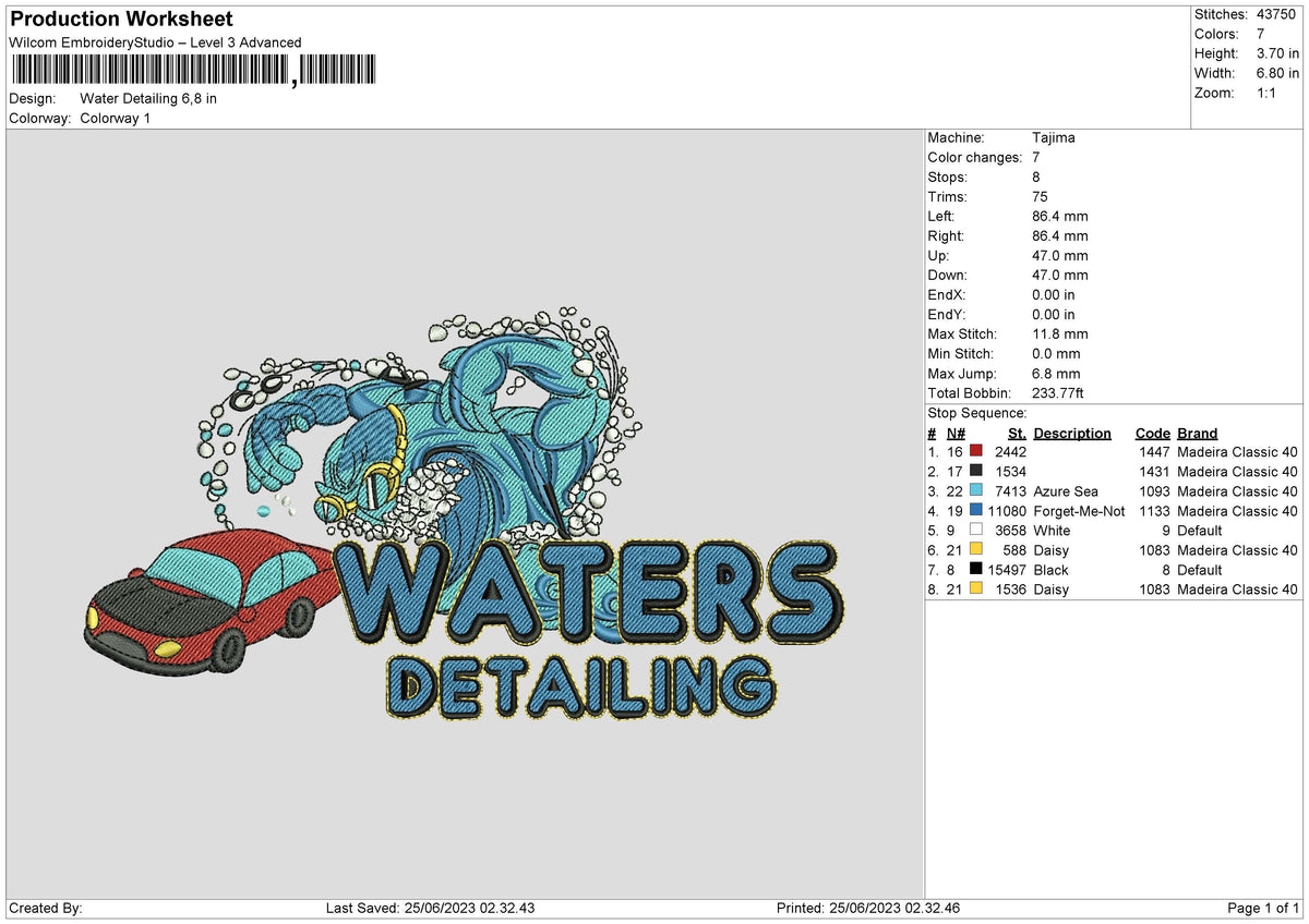 Water Detailing Embroidery File 6 sizes