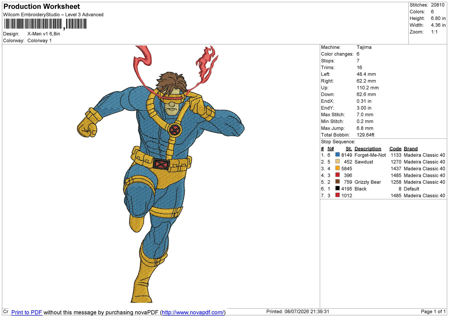 X-Men v1 Embroidery File 6 sizes