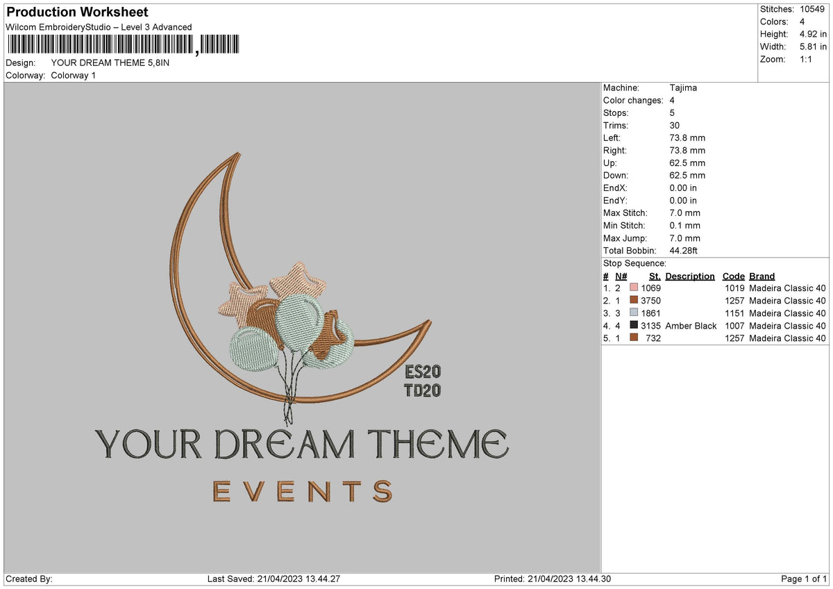 Your Dream Embroidery File 6 sizes
