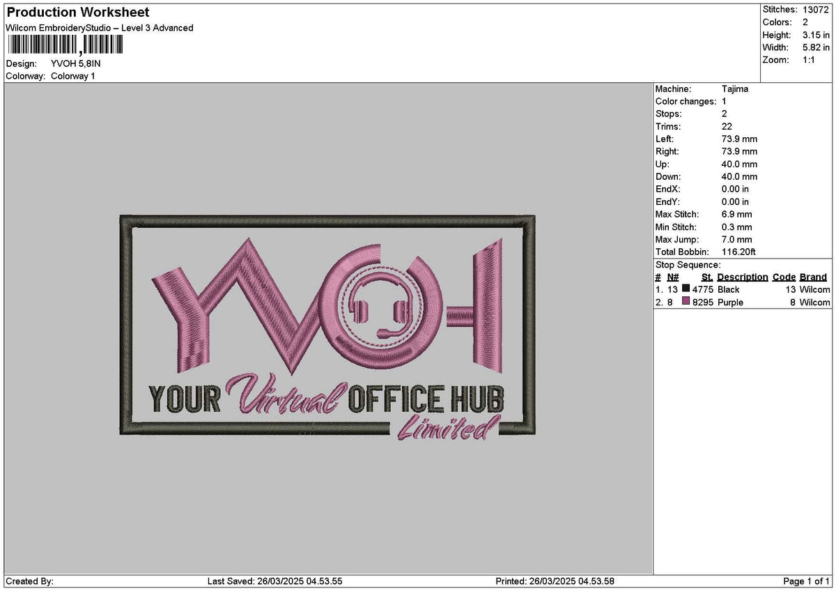 Yvohtext Embroidery File 6 sizes
