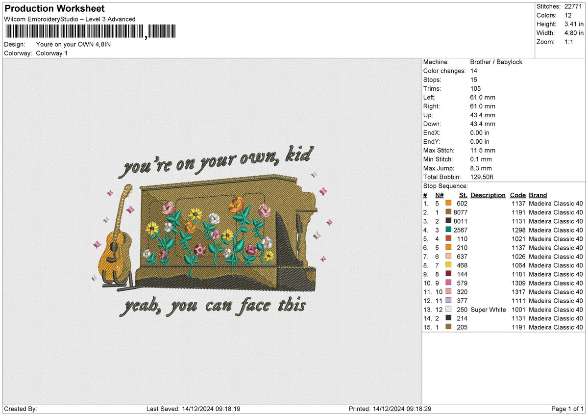 Youre on your OWN Embroidery File 6 size