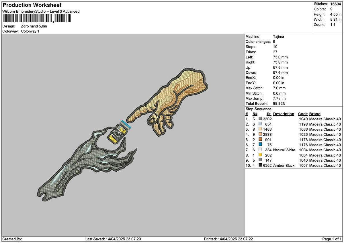 Zoro Hands Embroidery File 6 sizes