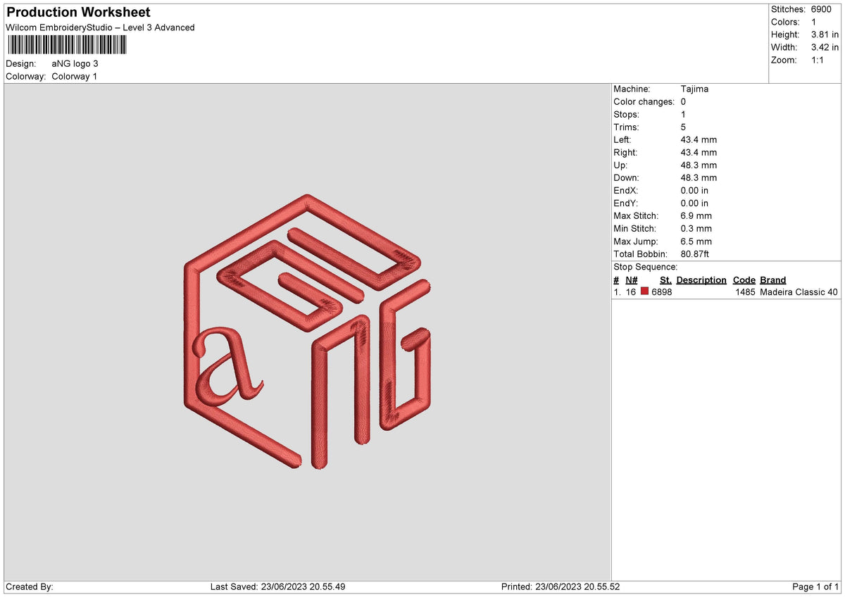 Ang Logo Embroidery File 6 sizes