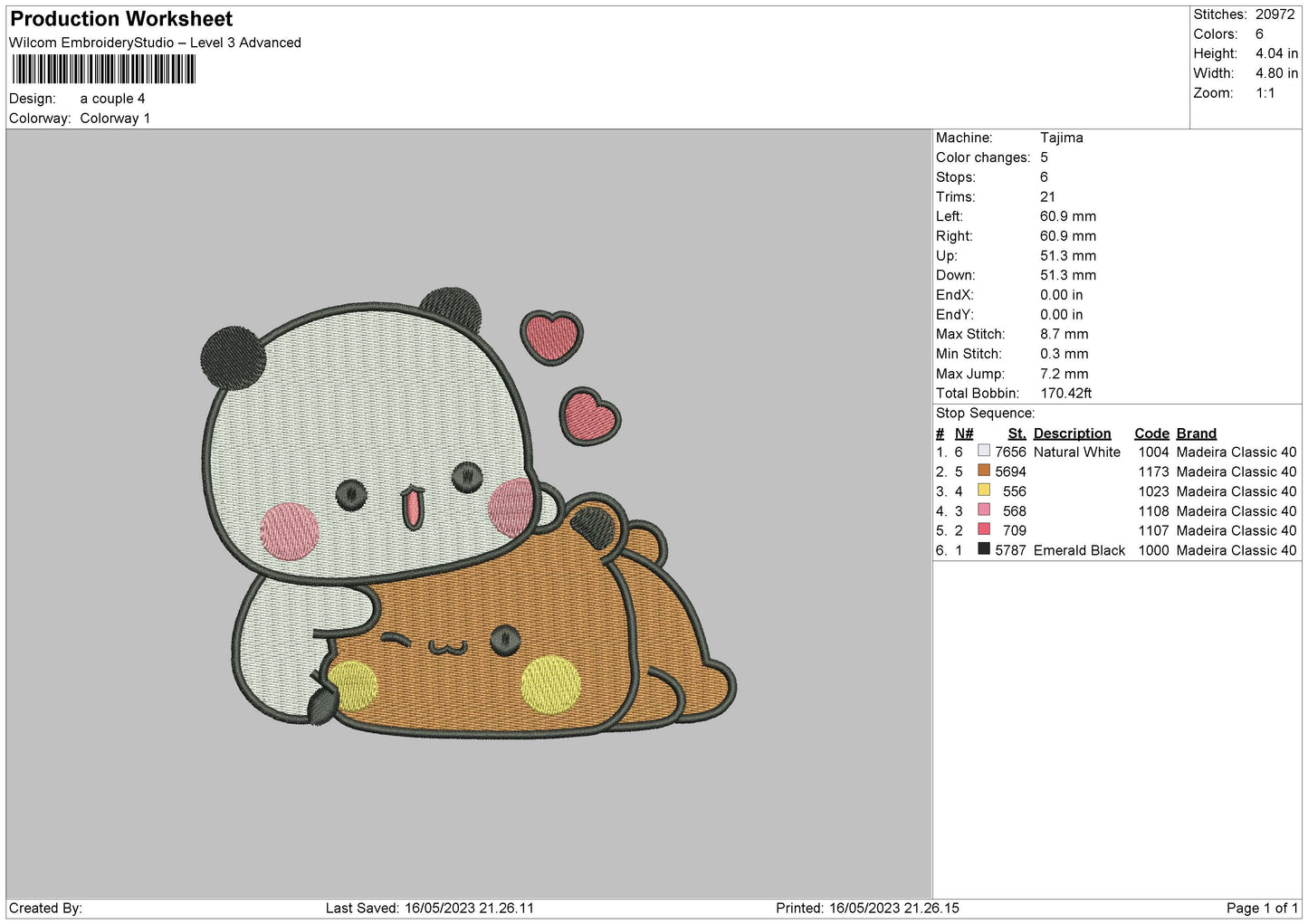 A Couple Embroidery File 6 sizes