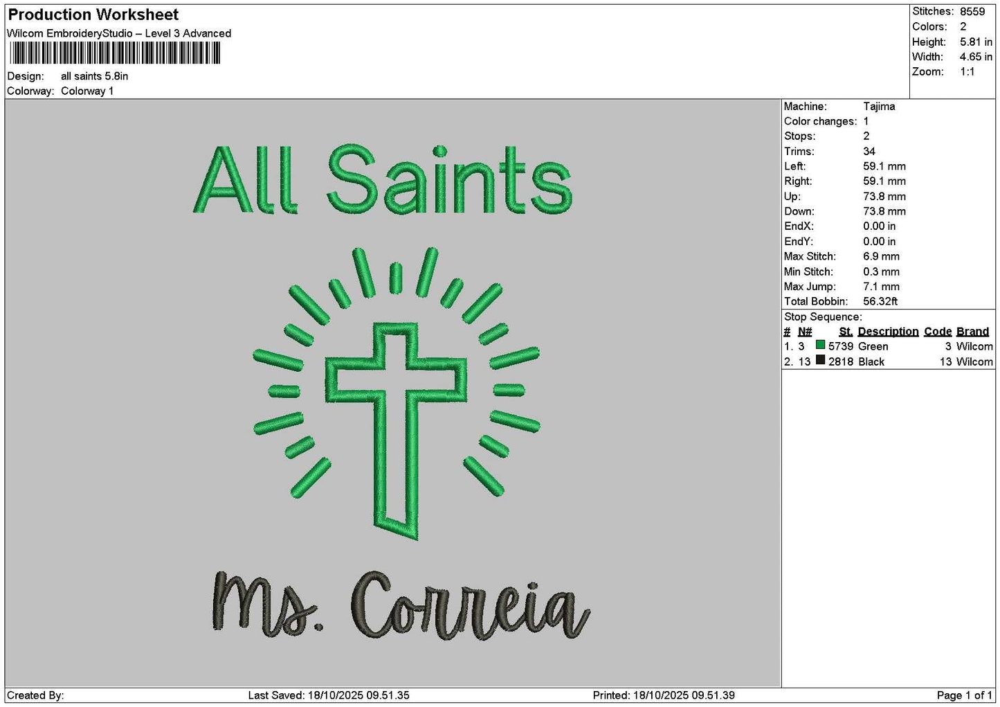 Santstext Embroidery File 6 sizes