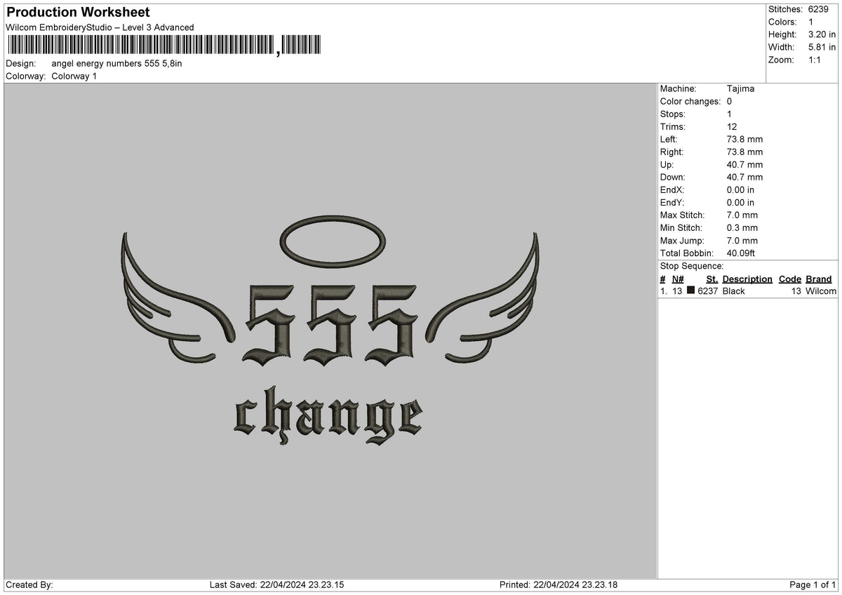 Angel555 Embroidery File 6 sizes