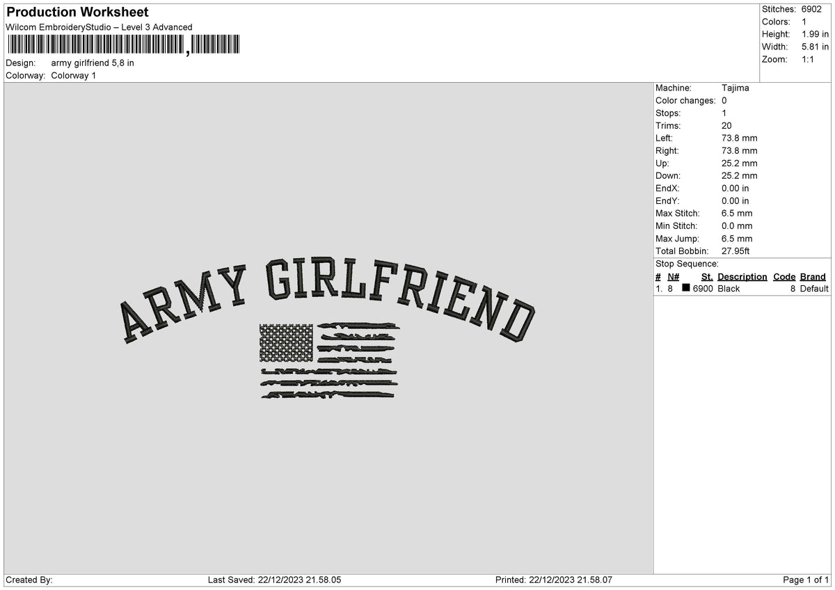 Girlfriend text Embroidery File 6 sizes