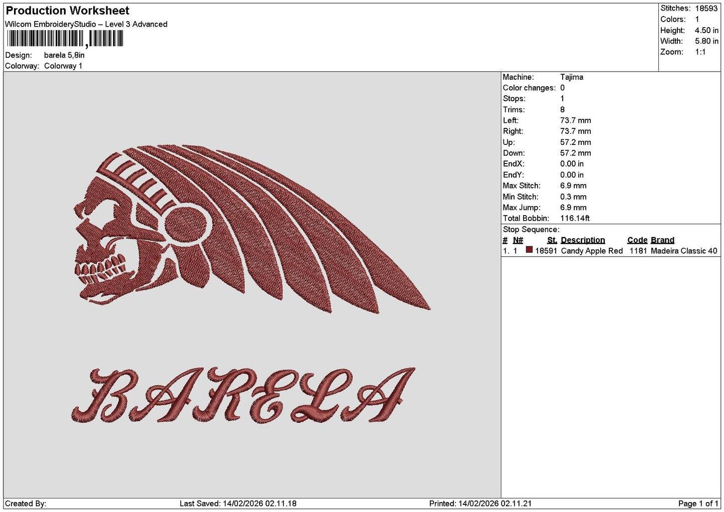 Barelatext Embroidery File 6 sizes