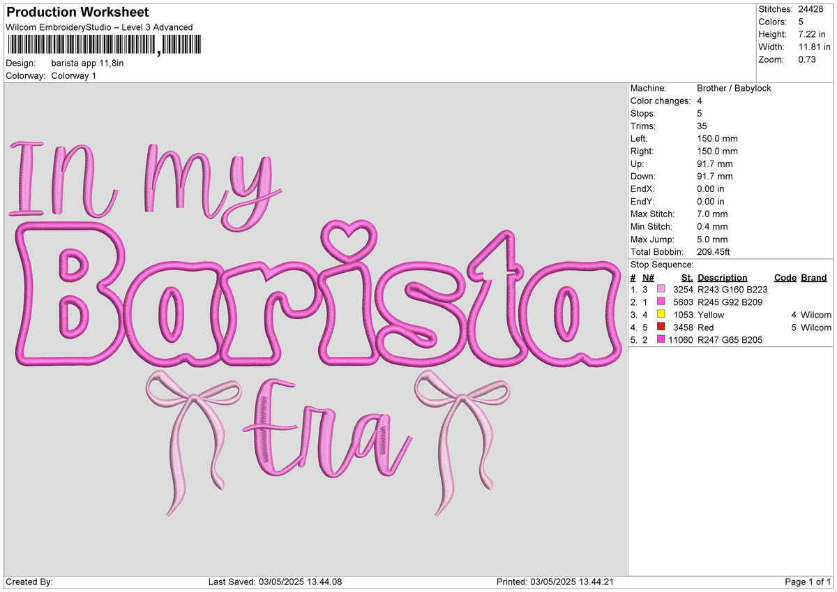 in my Barista Era Applique Embroidery File