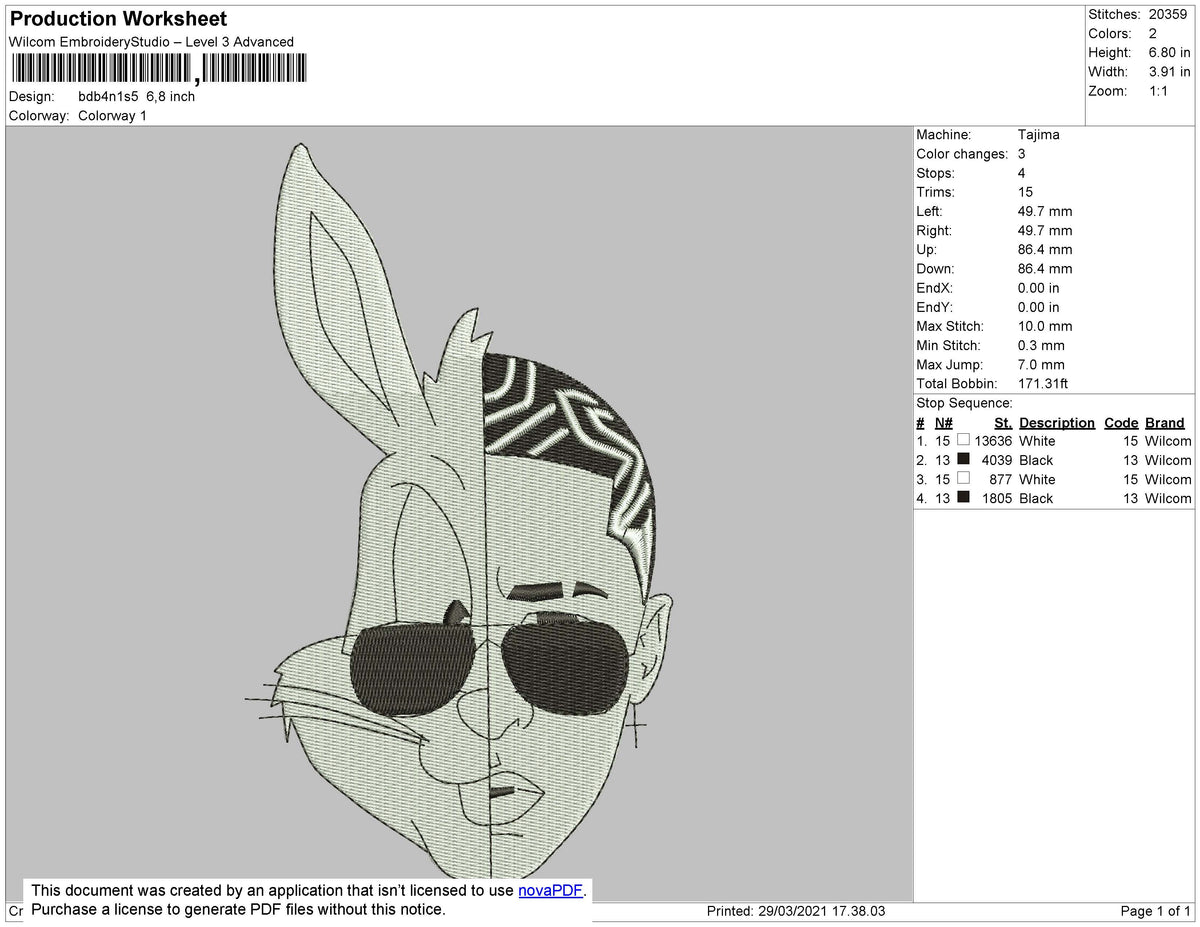 Bad Bunny White Embroidery