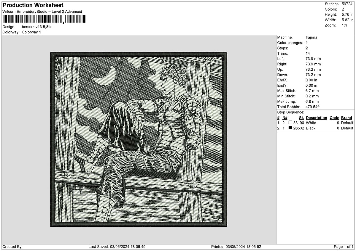 Berserksquare V13 Embroidery File 6 sizes
