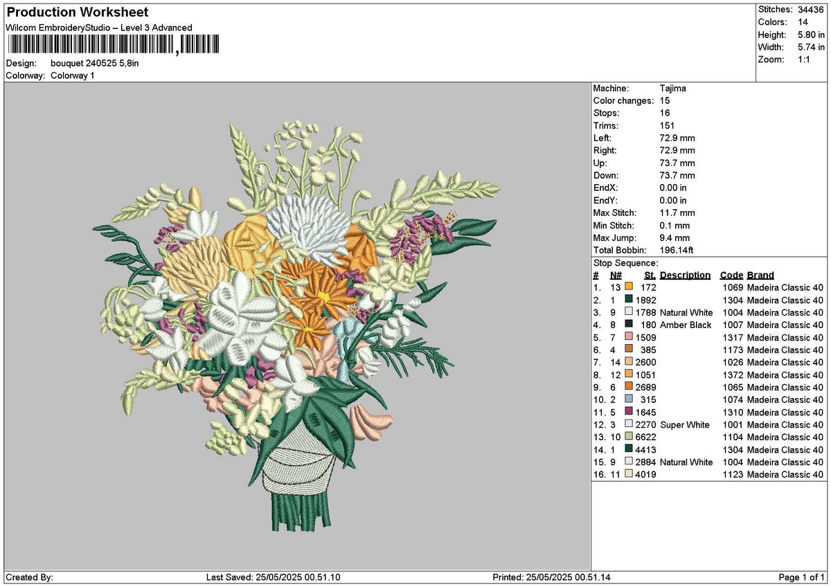 Bouquete 2405 Embroidery File 6 sizes