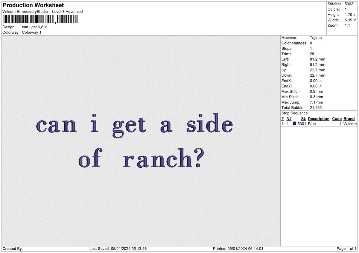 Can i get Embroidery File 6 size