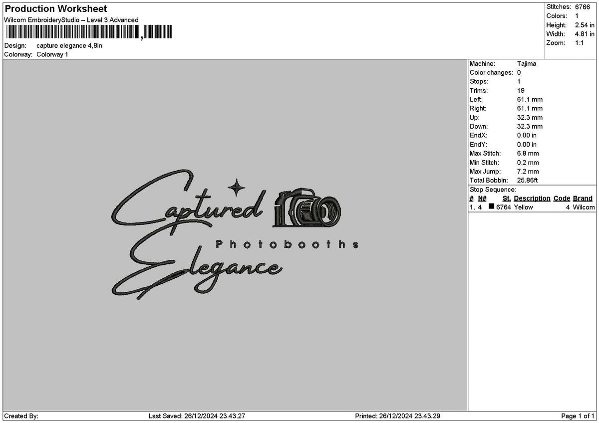 Capturetext Embroidery File 6 sizes