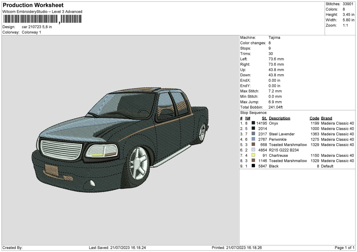 Car 2107 Embroidery File 6 sizes