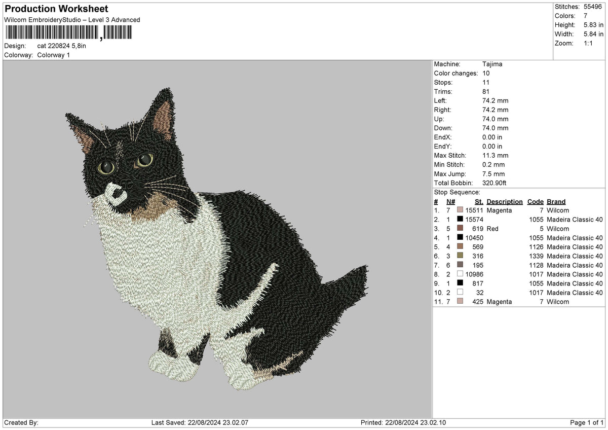 Cat 2208 Embroidery File 6 sizes