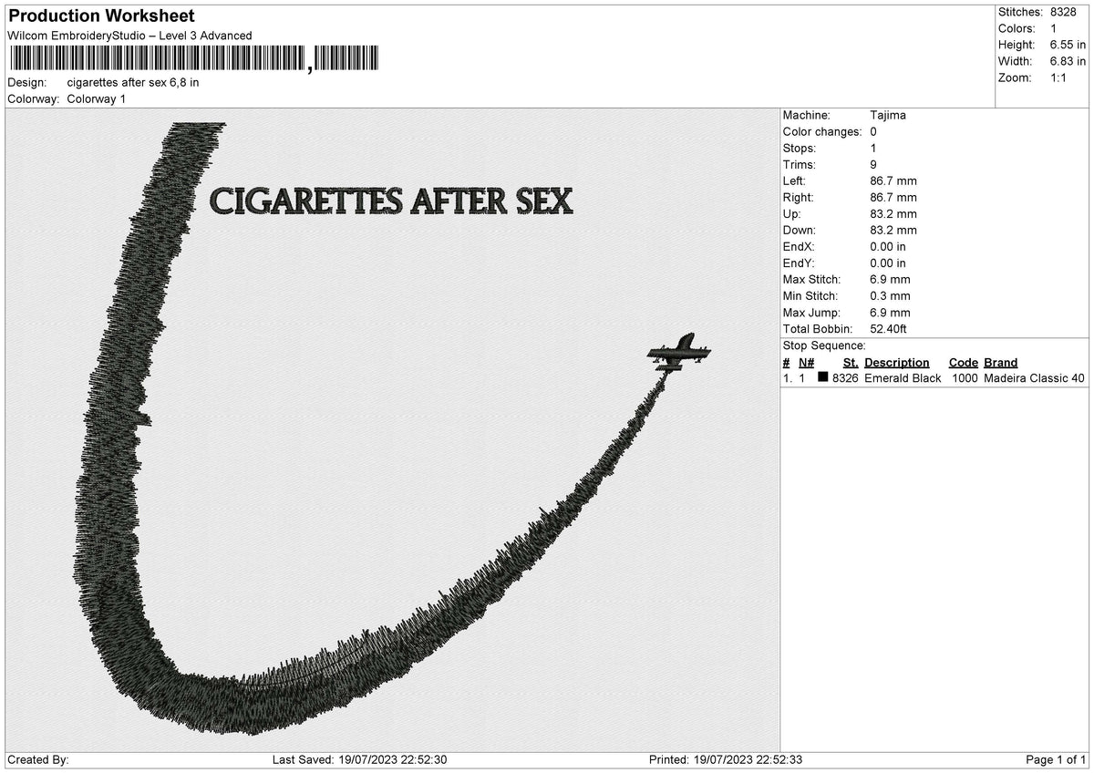 Cigarettes after sex Embroidery File 6 size