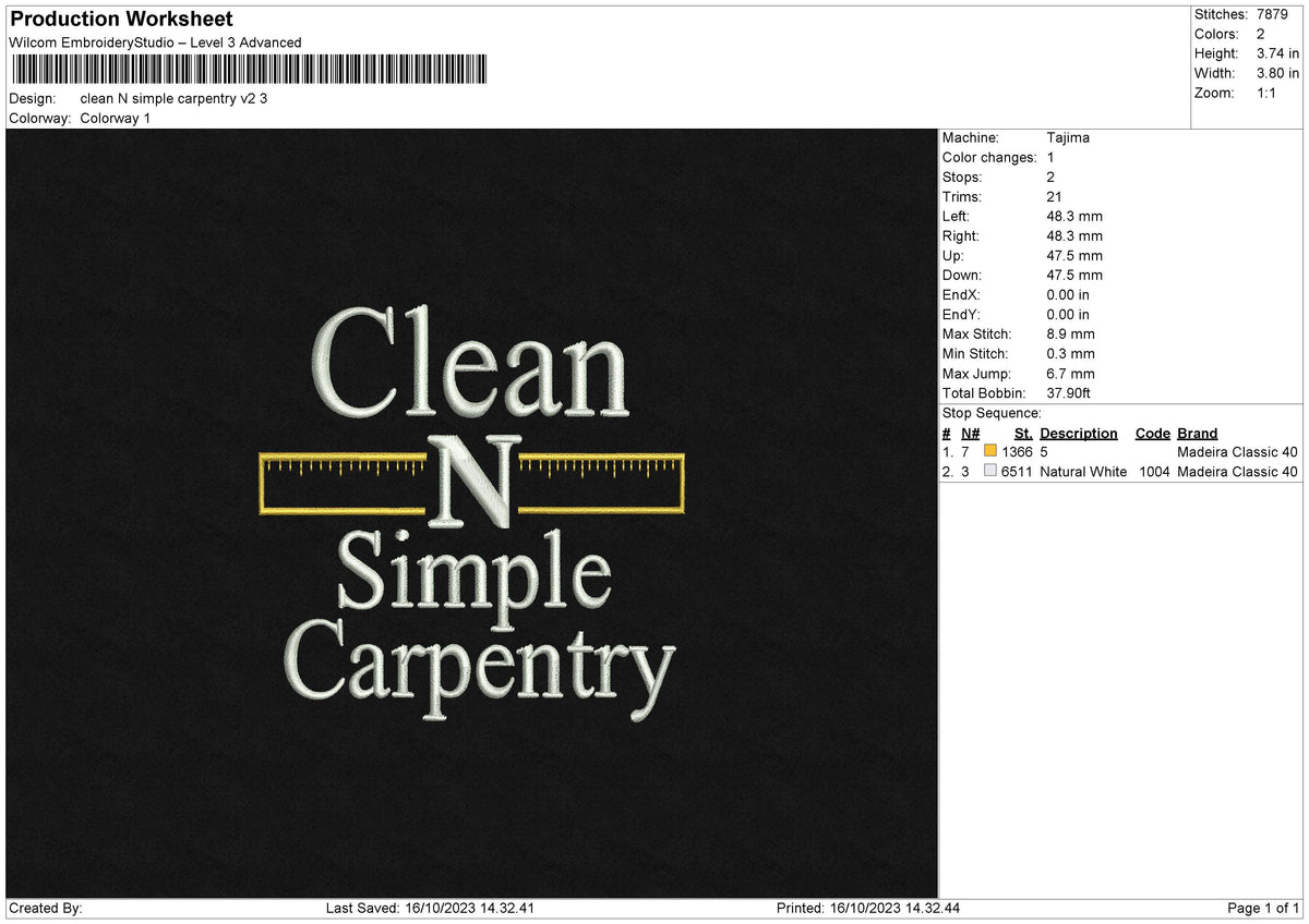 Clean Simple V2 Embroiery File 6 sizes
