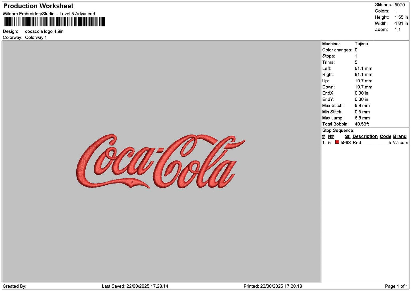 Cocatext Embroidery File 6 sizes