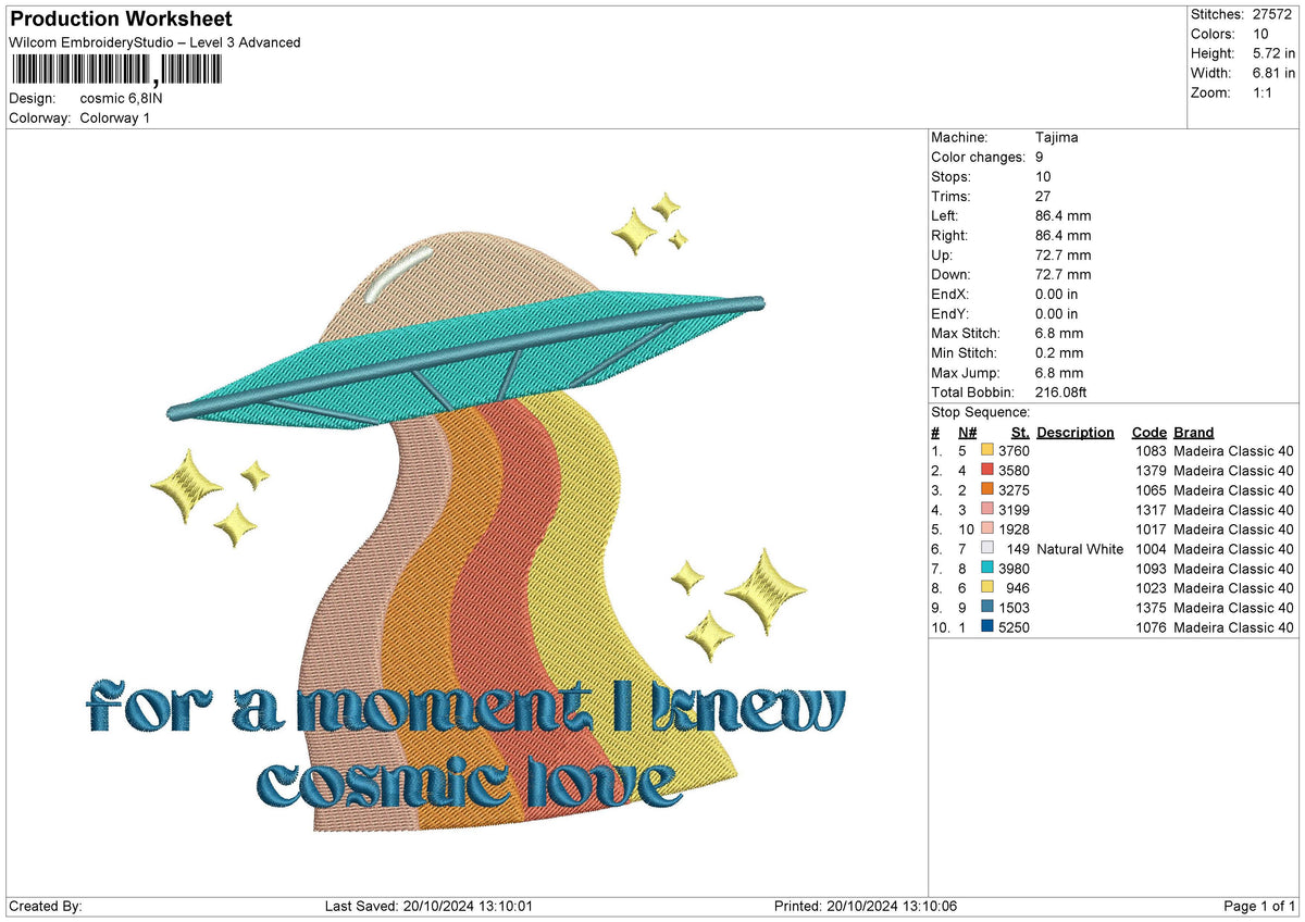 Cosmic Embroidery File 6 size