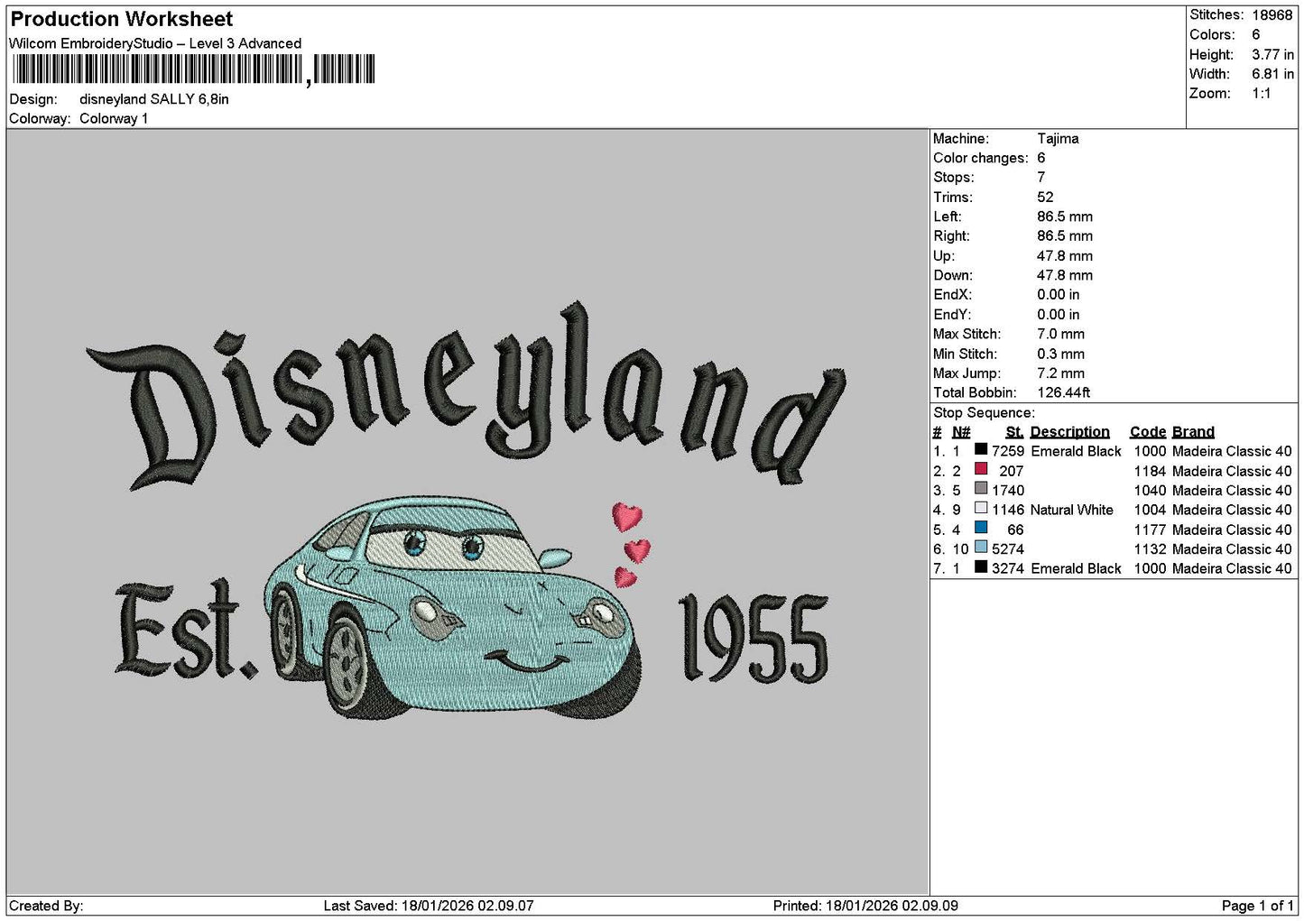 Dland Sally 1801 Embroidery File 6 sizes