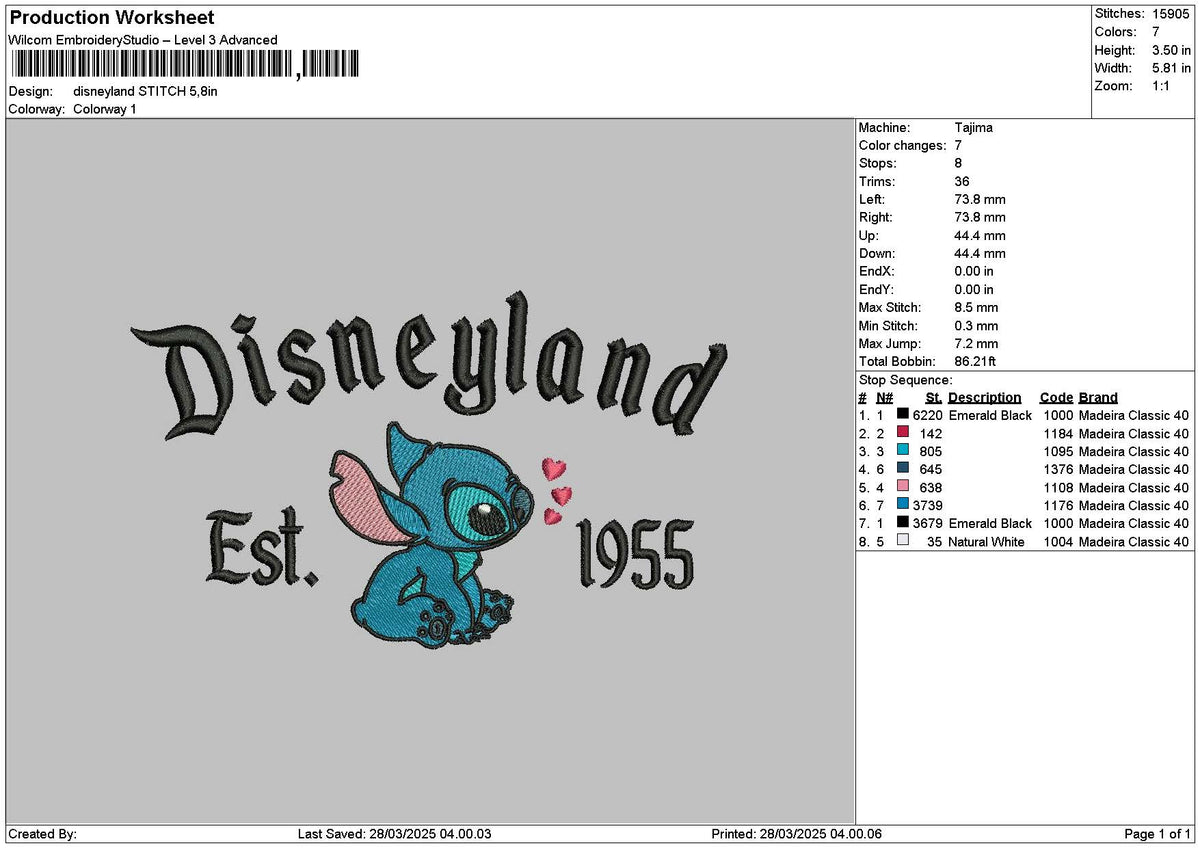 Dland Stitch 2803 Embroidery File 6 sizes